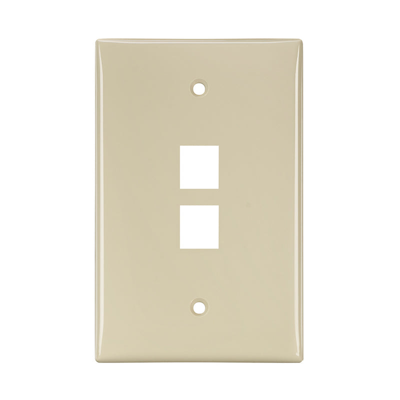 41091-2IN LEVITON Wallplate, QuickPort, Midsize, Single-Gang, 2 Ports, Ivory