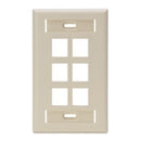 Leviton 42080-6IS QuickPort Faceplate, Ivory, 6 Port