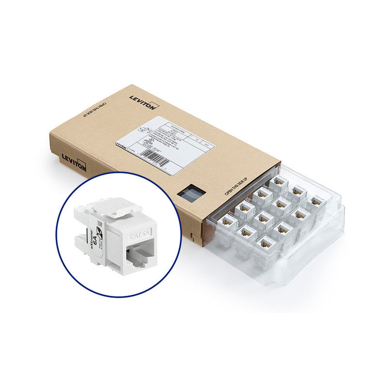 6110G-CW6 LEviton eXtreme Cat 6A QuickPort Jack, Channel-Rated, White 12-Pack