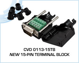 CVD0113-15TB Connector: HD 15 Pin VGA, Male, Terminal Block with Hood