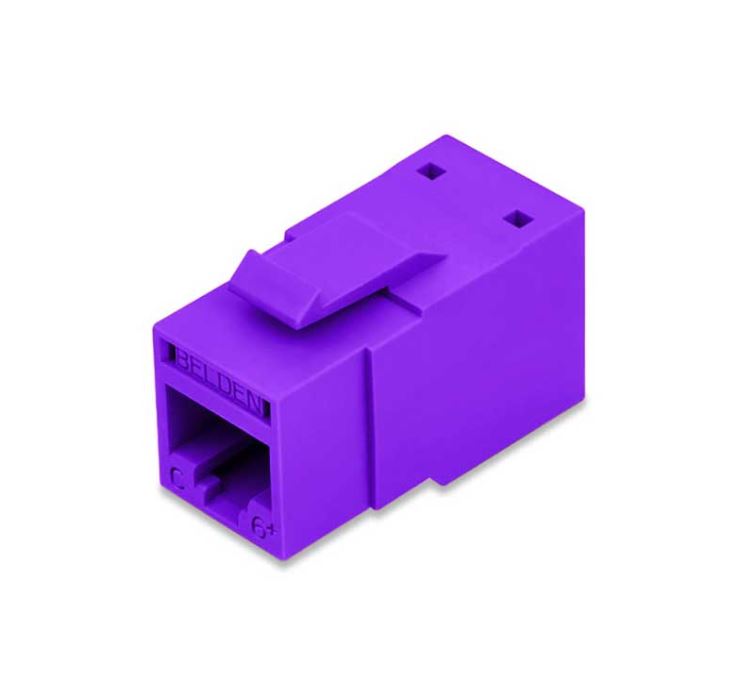 Belden RVAMJKUPR-B24 CAT6A RJ45 REVConnect/KeyConnect Jack Module, Purple, 24 Pack