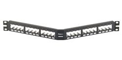 CPA24BLY, Panduit Mini-Com Patch Panel, 24 Port, Angled, All Metal Shielded, Black (MOQ: 1; Increment of 1)