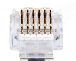 100026B EZ-RJ12 Modular Plug: 6 Position / 6 Conductor for Round, Solid or Stranded Cable - Pass-Through