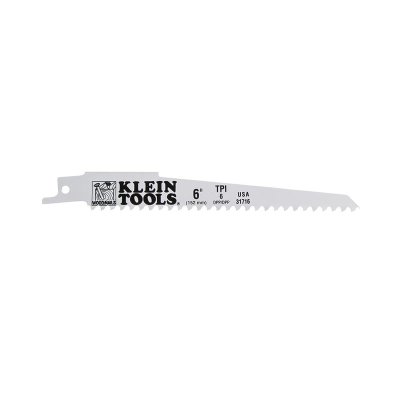 31716 Klein Tools Saw Blade, Reciprocating, 6 TPI, 6 Inch, 5 Pack
