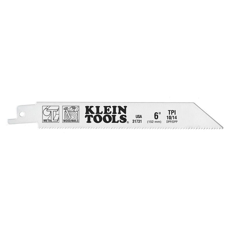 31731 Klein Tools Saw Blade, Reciprocating, 10/14 TPI, 6 Inch, 5 Pack