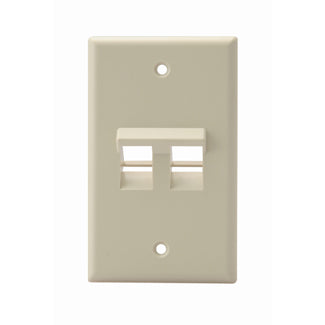 41081-2IP LEVITON QuickPort Wallplate, Angled, Single-Gang , 2-Port, Ivory