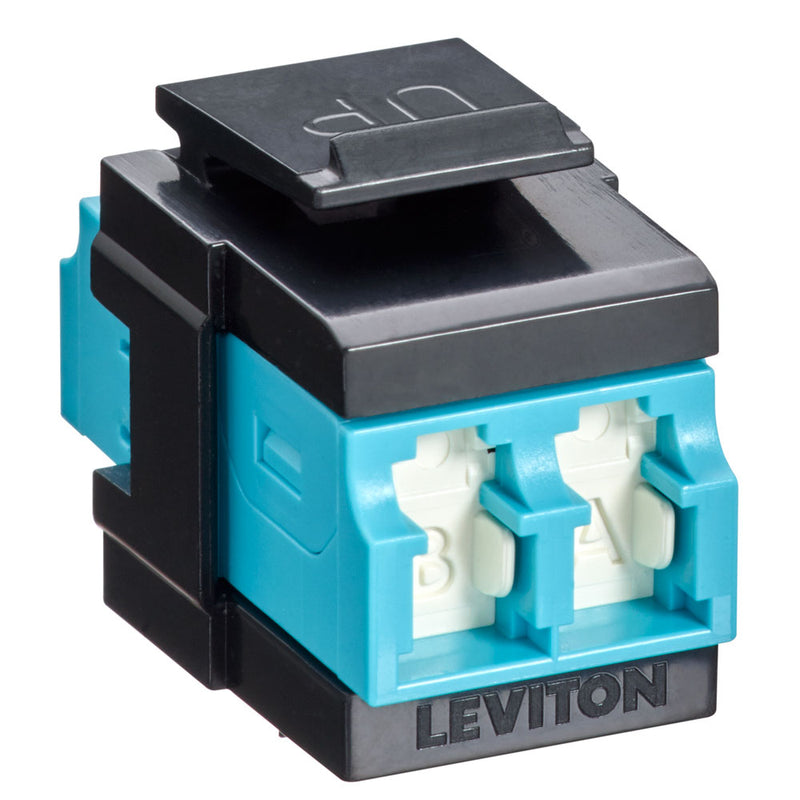 Leviton 41086-LLE QP OM3/4 DPLX LC SHUT ADAP  AQUA/BLACK