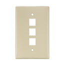 41091-3IN LEVITON Wallplate, QuickPort, Midsize, Single-Gang, 3 Ports, Ivory