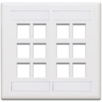 42080-12W LEVITON QuickPort Wallplate12-Port, Dual-Gang, White