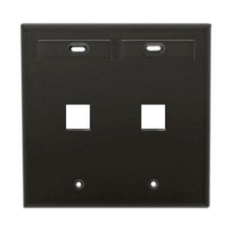 42080-2EP LEVITON QuickPort Wallplate 2-Port, Dual-Gang, Black