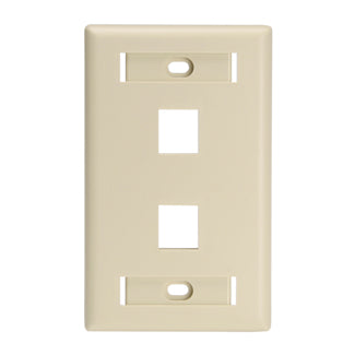 42080-2IL LEVITON QuickPort Wallplate 2-Port, Single-Gang, Large, Ivory