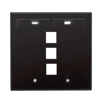 42080-3EP LEVITON QuickPort Wallplate 3-Port, Dual-Gang, Black