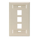 42080-3IS LEVITON QuickPort Wallplate 3-Port, Single-Gang, Ivory