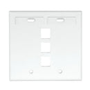 42080-3WP LEVITON QuickPort Wallplate 3-Port, Dual-Gang, White