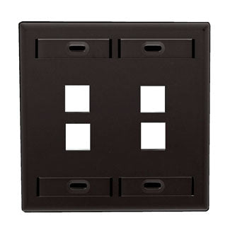 42080-4EP LEVITON QuickPort Wallplate 4-Port, Dual-Gang, Black