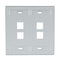 42080-4GP LEVITON QuickPort Wallplate 4-Port, Dual-Gang, Grey