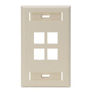 Leviton 42080-4IS QuickPort Faceplate, Ivory, 4 Port