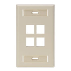 Leviton 42080-4IS QuickPort Faceplate, Ivory, 4 Port