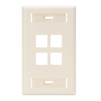 42080-4TS LEVITON QuickPort Wallplate 4-Port, Single-Gang, Light Almond