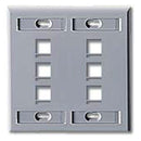 42080-6GP LEVITON QuickPort Wallplate 6-Port, Dual-Gang, Grey