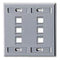 42080-6GP LEVITON QuickPort Wallplate 6-Port, Dual-Gang, Grey