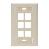 Leviton 42080-6IS QuickPort Faceplate, Ivory, 6 Port