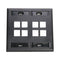 42080-8EP LEVITON QuickPort Wallplate 8-Port, Dual-Gang, Black