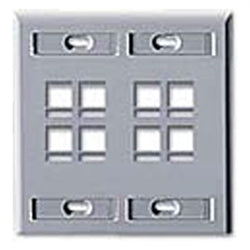 Leviton 42080-8GP QuickPort Faceplate, Gray, 8 Port