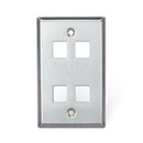 Leviton 43080-1S4 QuickPort Faceplate Stainless Steel, 4 Port