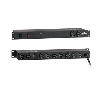 5500-190 Power Distribution Unit, Leviton, 2 Front / 10 Rear Outlets, 15 AMP, Horizontal, Surge Protected