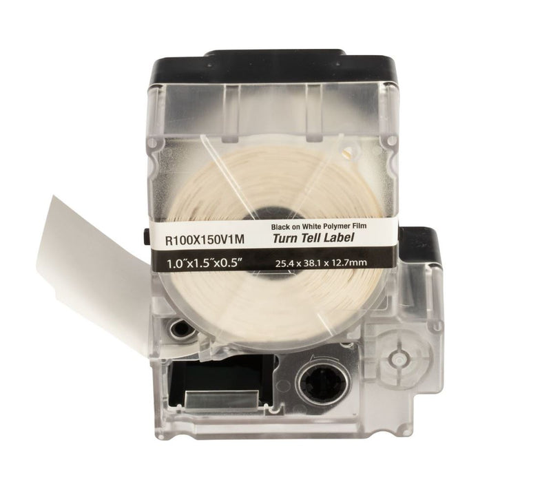 Panduit R100X150V1M Turn-Tell Label Cartridge, MP Printer Turn-Tell Label, Vinyl, White, 1.5"x1", 0.5"POH