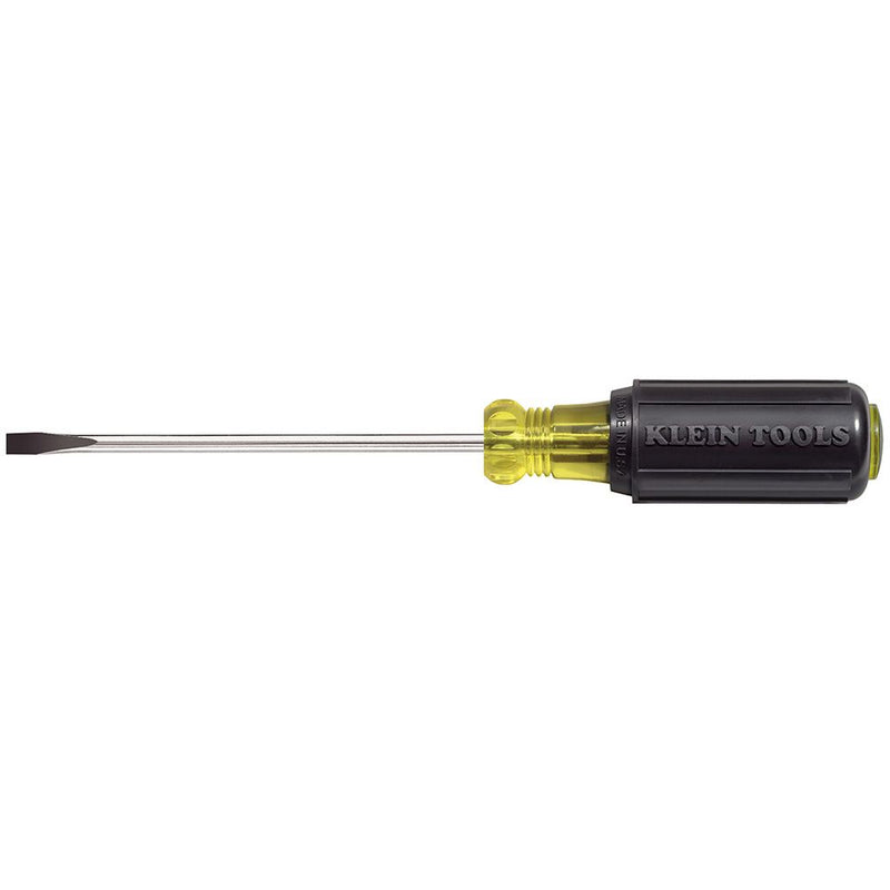 601-4 Klein Tools Screwdriver, Narrow Cabinet Tip, 3/16 Inch Slotted, 4 Inch Shank