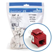 Leviton 61110-BC6 CAT6 RJ45 QuickPort eXtreme Jack Module, Crimson Red, 25 Pack