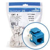 Leviton 61110-BL6 CAT6 RJ45 QuickPort eXtreme Jack Module, Blue, 25 Pack