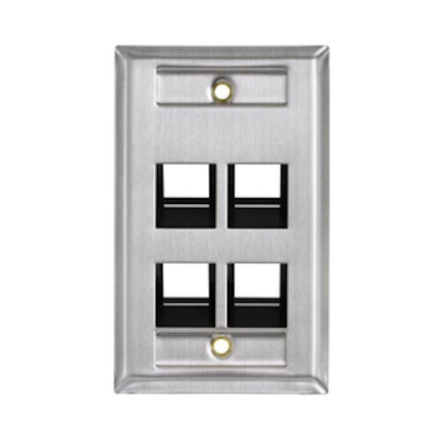 Belden AX104232 KeyConnect Faceplate, Stainless Steel, 4 Port – FalconTech
