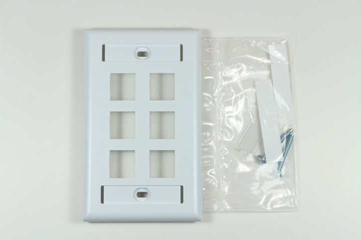 Panduit NK6FWHY Netkey 6 Port, Single Gang with Labels Faceplate, Whit ...