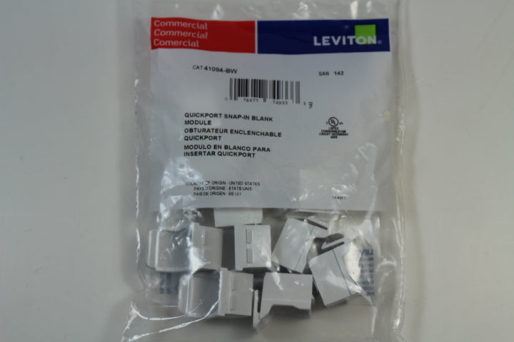 Leviton 41084-BWB QuickPort Blank Insert, White, 10 Pack