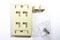 Belden AX104198 KeyConnect Faceplate, Ivory, 4 Port