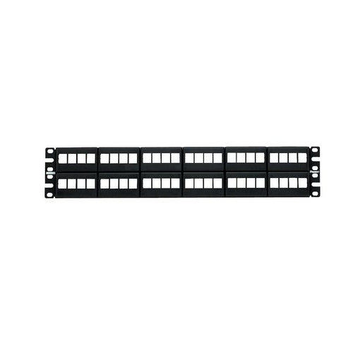 Panduit NKFP48Y Netkey Rack Mount modular patch panel with faceplates (2 RU), Black, 48-port