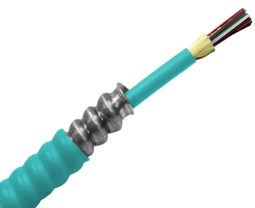 OM4-24F-ILIODPL-AQ 24 Fiber Distribution Fiber Optic Cable, Multi-Mode OM4, Plenum, Armored Indoor/Outdoor (Priced per foot)