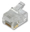 RJ-66S RJ12 Modular Plug (PT-066RS): 6 Position / 6 Conductor for Round, Solid Cable