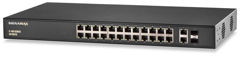 SC10020 Ethernet Switch: Signamax C-100, 24 Port, Fast Ethernet 10/100 with PoE+, 2 Gigabit SFP Combo Ports