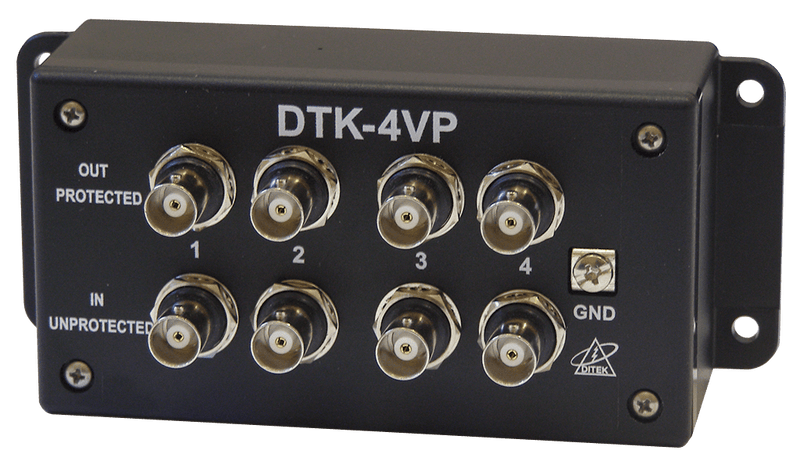 DTK-4VP Ditek Four Channel BNC Video Protection, 2.8V ClampSupports HD-CVI, AHD, HD-TVI