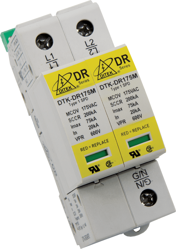 DTK-DR240P2 Ditek 120/240VAC Split Phase, 3W(+G),  DIN Rail SPD Type 1CA,  UL1449