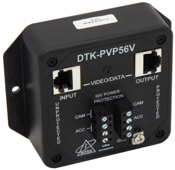 DTK-PVP56V Ditek 56V IP Video Power and Data Surge Protector, Shielded RJ45 In/Out