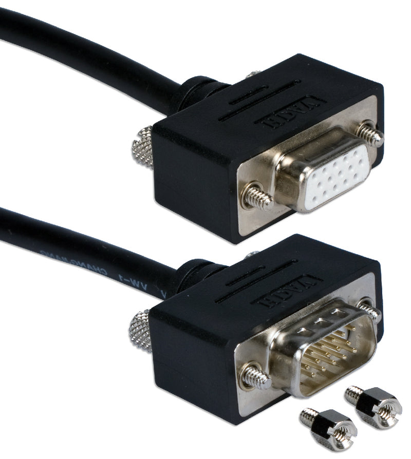 QVS CC320M1-15 15ft High Performance UltraThin VGA/QXGA HDTV/HD15 Tri-Shield Fully-Wired Extension Cable with Panel-Mountable Connectors