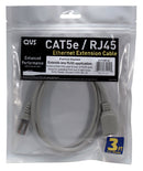 QVS CC712MF-01 1ft 350MHz CAT5e Ethernet/Telco PortSaver Shielded Gray Patch Cord