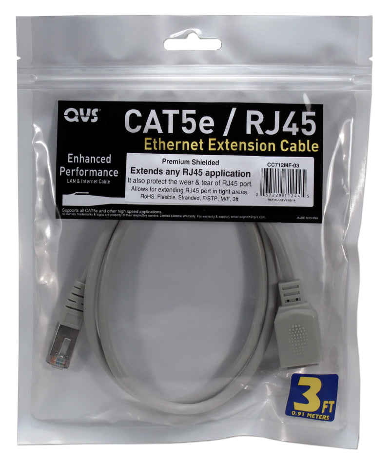 QVS CC712MF-01 1ft 350MHz CAT5e Ethernet/Telco PortSaver Shielded Gray Patch Cord